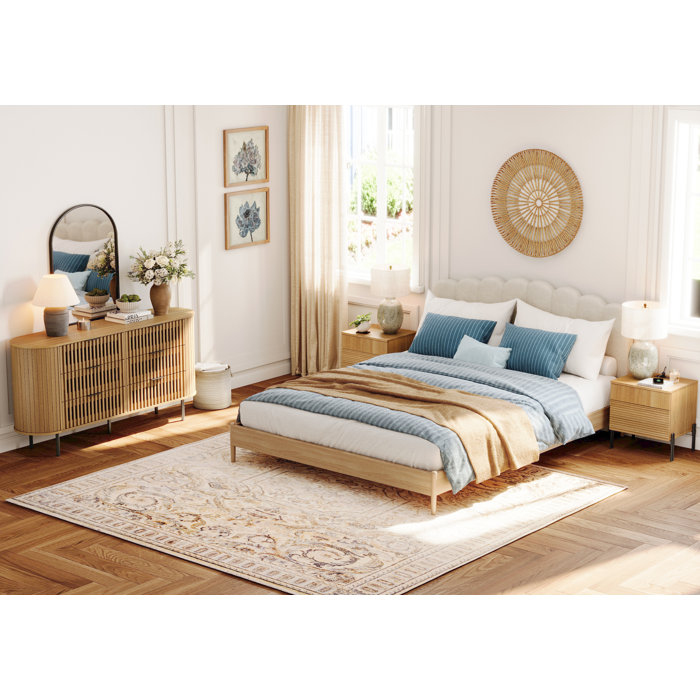 WAMPAT 3-Piece Modern Minimalist Bedroom Furniture Set - Oak Color ...
